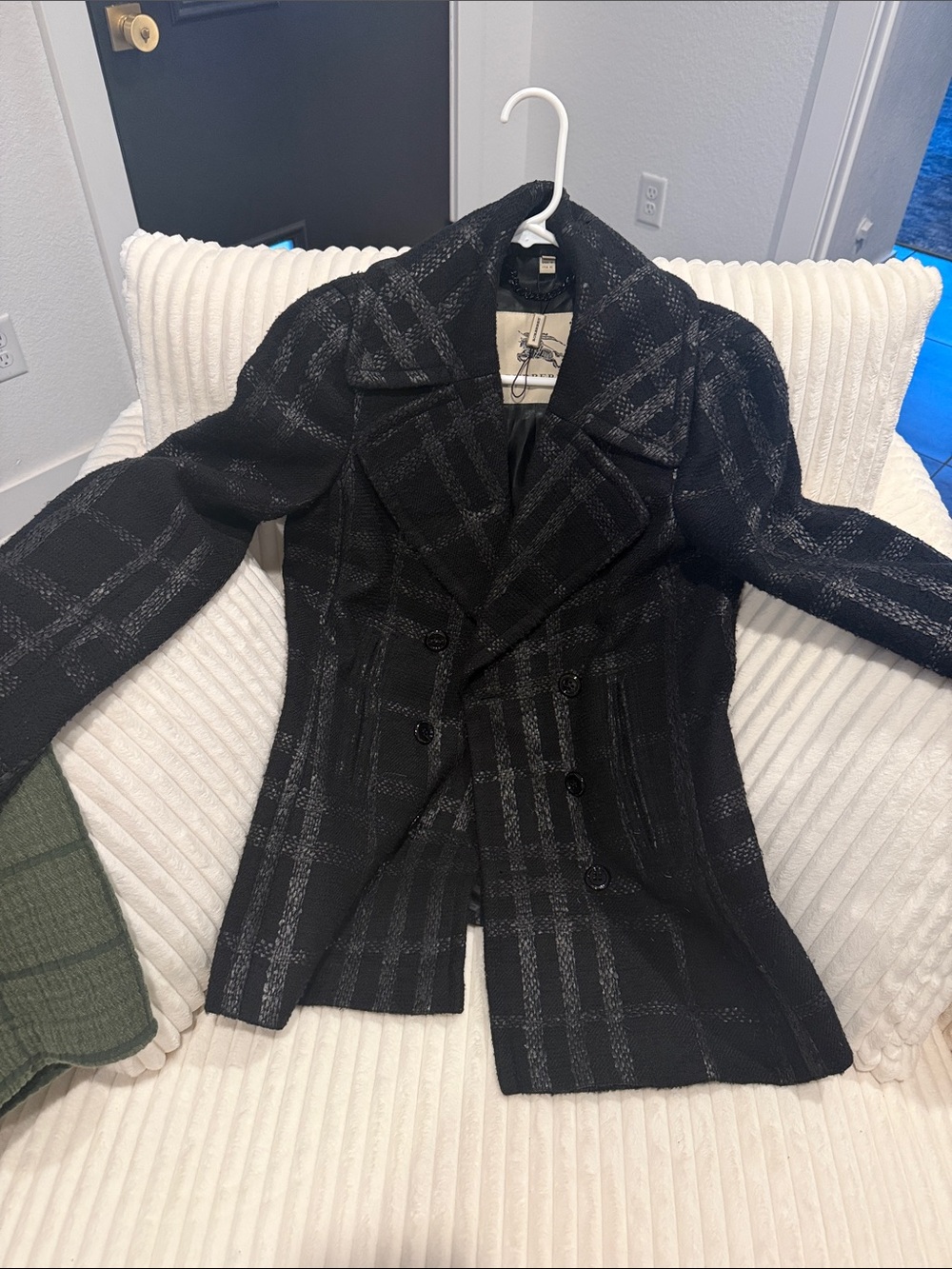 Burberry Black Plaid Double-Breasted Blazer winter coat pea cost soooo cute on!